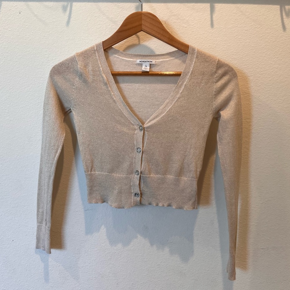 Nordstrom Shimmer Cropped Cardigan Girls Size 7/8